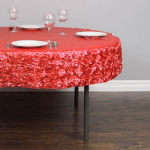 Load image into Gallery viewer, 72 in. Round Rosette Satin Table Cover (12 Colors)
