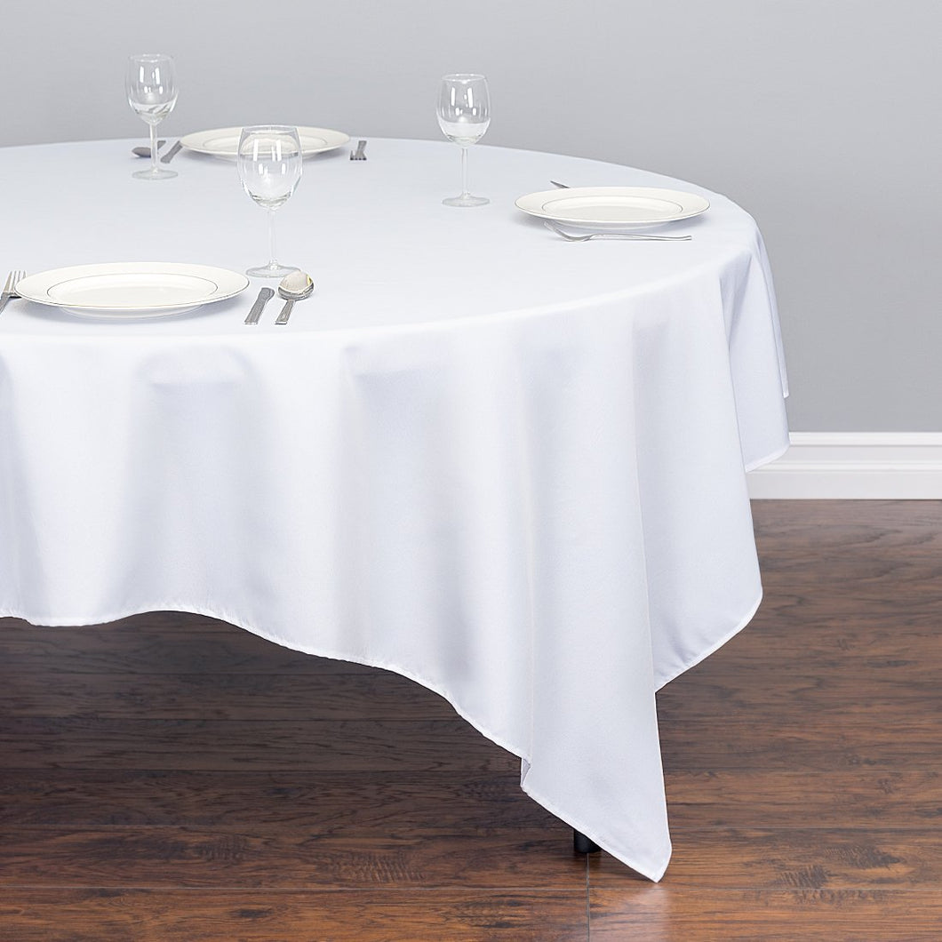 Bargain 85 in. Square Polyester Tablecloth White