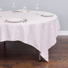 Load image into Gallery viewer, 85 in. Square Abstract Silk Embroidered Polyester Tablecloth Light Pink
