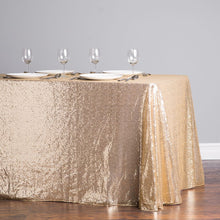 Load image into Gallery viewer, 88 X 130 in. Rectangular Sequin Tablecloth Gold
