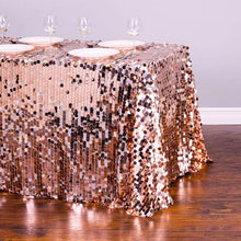 Load image into Gallery viewer, 88 X 130 in. Rectangular Payette Sequin Tablecloth Blush Pink
