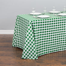 Load image into Gallery viewer, 90 x 132 in. Rectangular Polyester Tablecloth Green &amp; White Checkered
