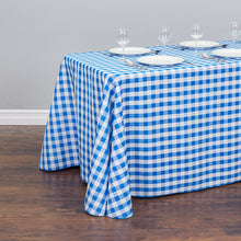 Load image into Gallery viewer, 90 x 132 in. Rectangular Polyester Tablecloth Blue &amp; White Checkered
