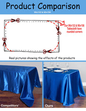 Load image into Gallery viewer, 90 X 156 in. Rectangular with Round Corners Satin Tablecloth
