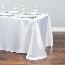 Load image into Gallery viewer, 90 X 156 in. Rectangular with Round Corners Satin Tablecloth
