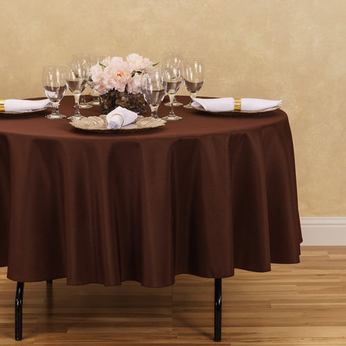 Bargain 90 In. Round Polyester Tablecloth Chocolate