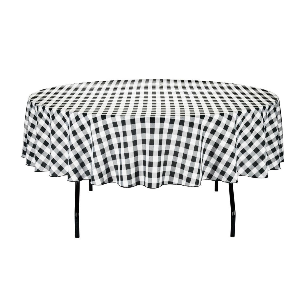 Bargain 90 In. Round Tablecloth Black & White Checkered