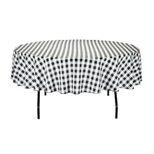 Load image into Gallery viewer, 90 in. Round Tablecloth Black &amp; White Checkered
