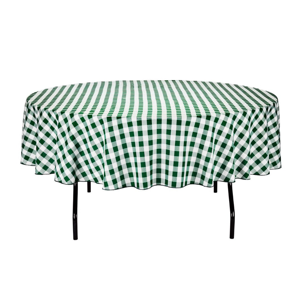 Bargain 90 In. Round Tablecloth Green & White Checkered