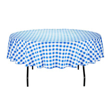 Load image into Gallery viewer, 90 in. Round Tablecloth Blue &amp; White Checkered
