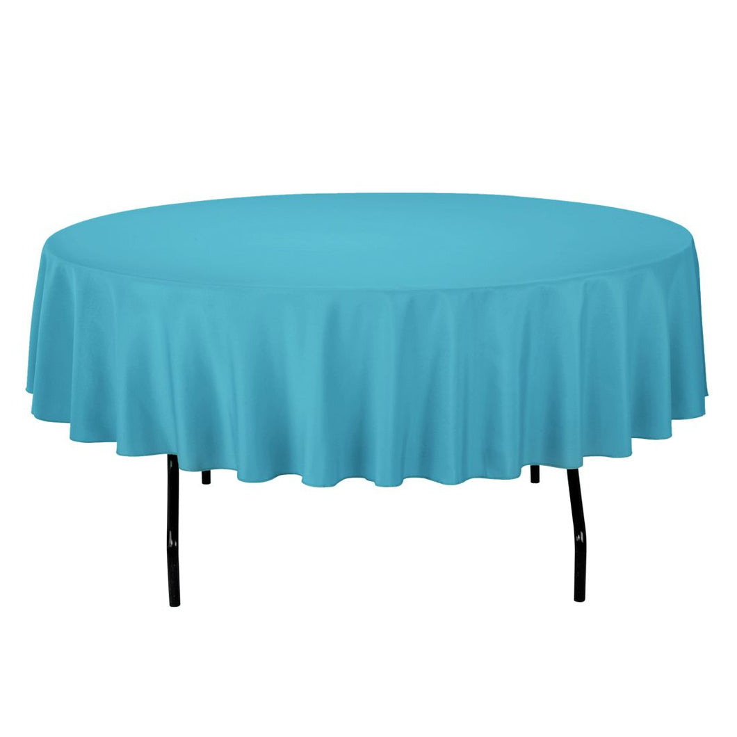 Bargain90 in. Round Cotton-Feel Tablecloth Turquoise