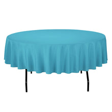 Load image into Gallery viewer, 90 in. Round Cotton-Feel Tablecloth Turquoise
