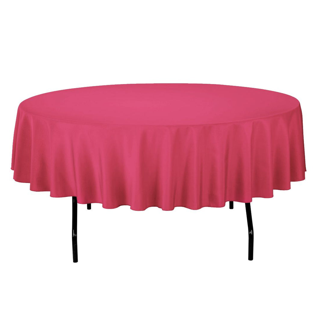 Bargain 90 in. Round Cotton-Feel Tablecloth Fuchsia