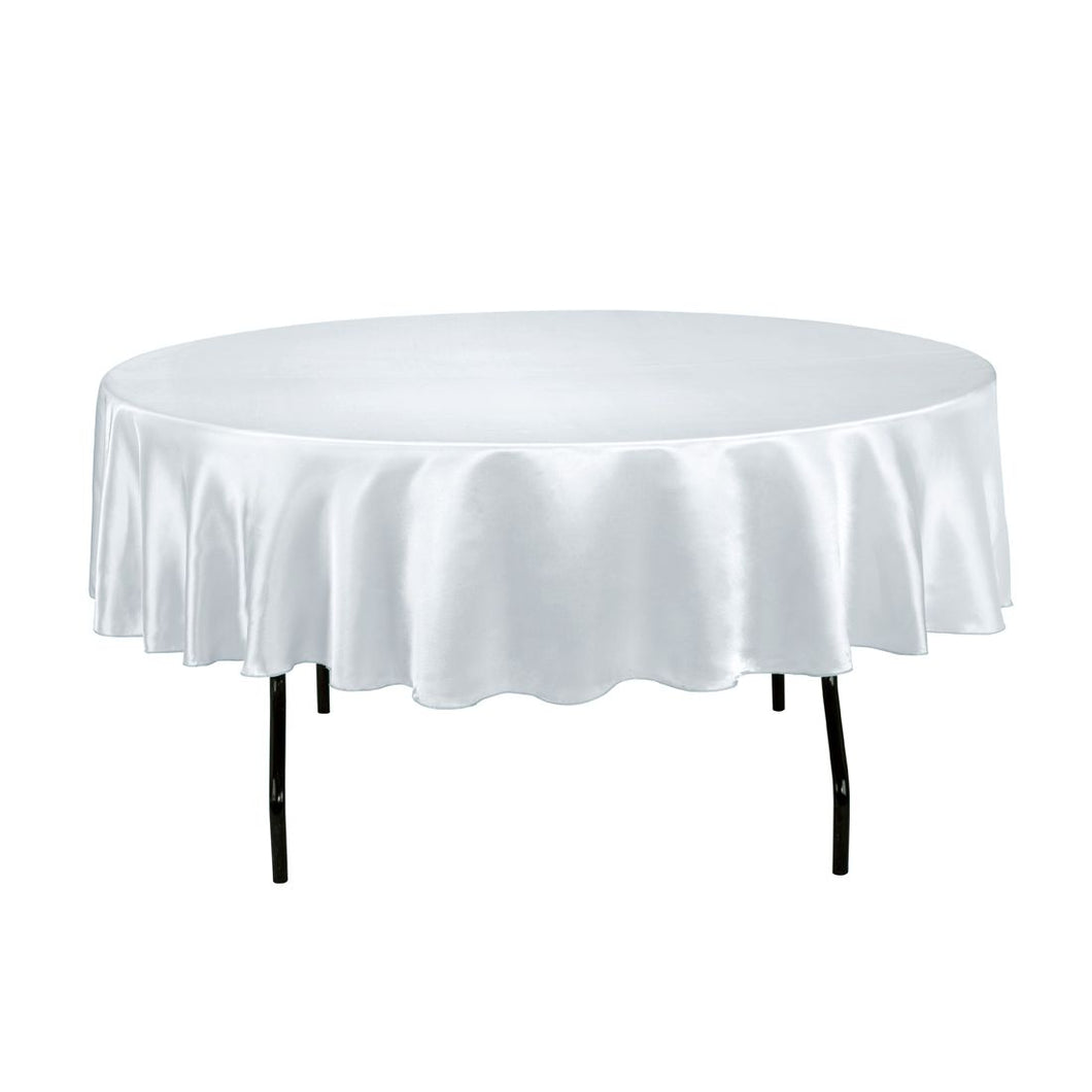 Bargain 90 In. Round Satin Tablecloth Silver