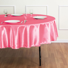 Load image into Gallery viewer, 90 in. Round Satin Tablecloth Strawberry Ice
