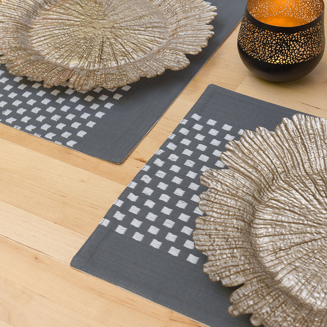 13 X 19 in. Basketweave Stripe Cotton Placemats 4/Pack (8 Colors)