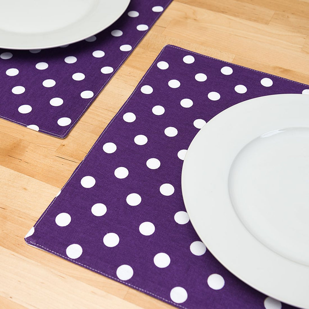 13 X 19 in. White Polka Dots Cotton Placemats 4/Pack (6 colors)