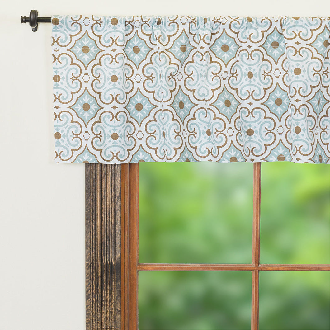 Trellis Mint & White Cotton Window Valance