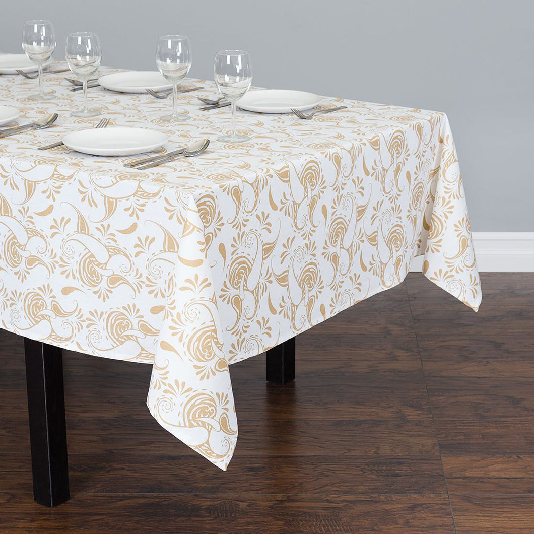 60 X 102 in. Rectangular Paisley Cotton Tablecloth (7 Colors)