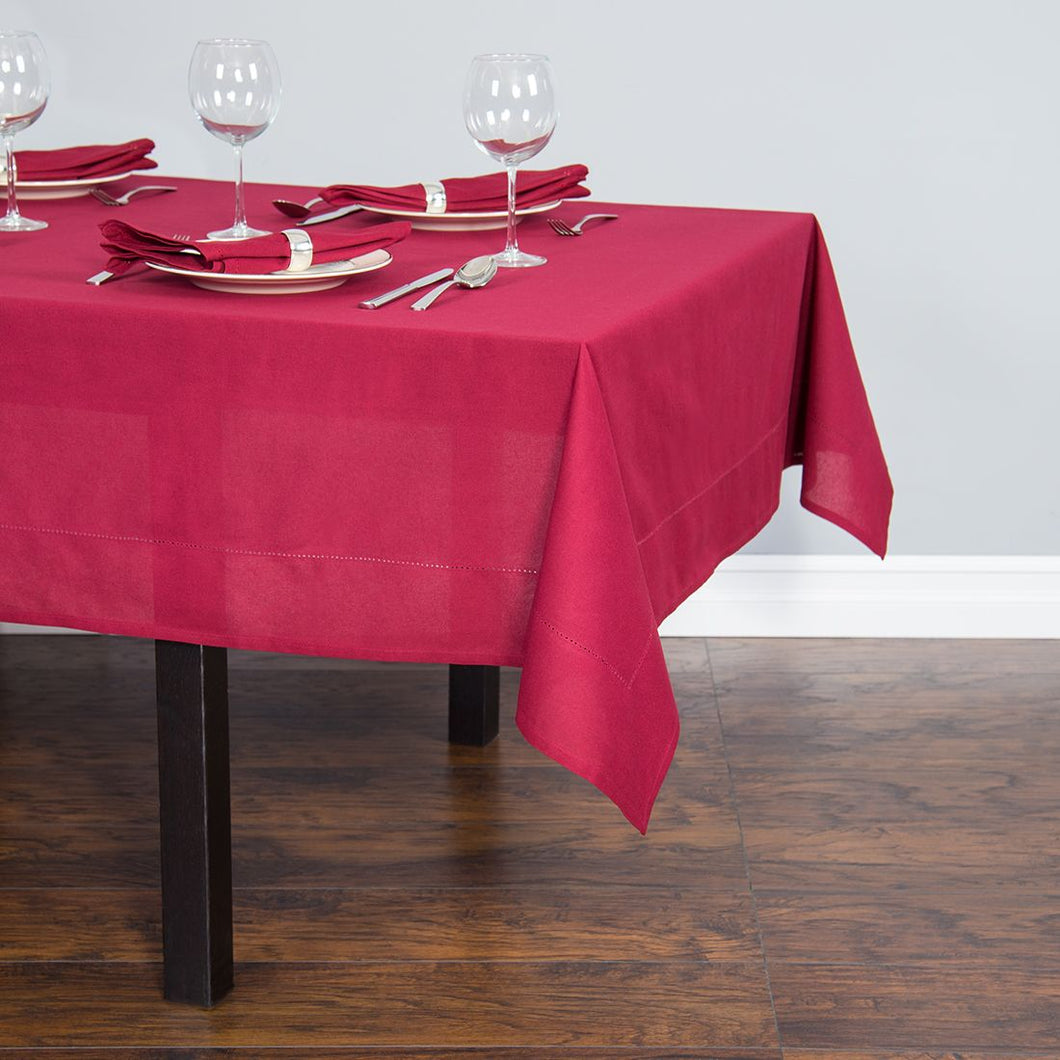 60 x 126 in. Rectangular Hemstitch Cotton Tablecloth (3 Colors)