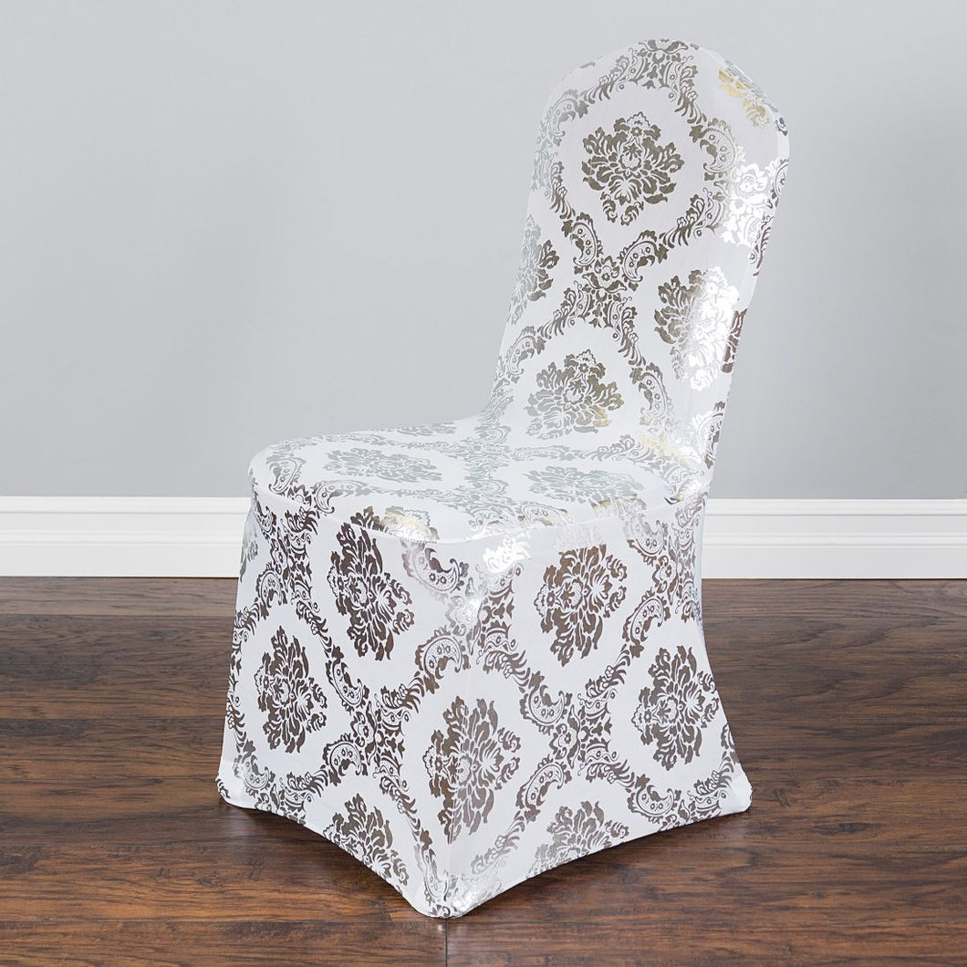 Metallic Damask Stretch Banquet Chair Cover (2 Colors)