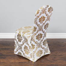 Load image into Gallery viewer, Metallic Damask Stretch Banquet Chair Cover (2 Colors)
