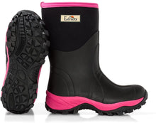Load image into Gallery viewer, East Rock Women 11 in. Waterproof Outdoor Rubber Boots Black/Fuchsia (6 Sizes)
