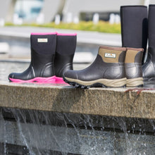 Load image into Gallery viewer, East Rock Women 11 in. Waterproof Outdoor Rubber Boots Black/Fuchsia (6 Sizes)
