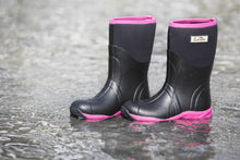 Load image into Gallery viewer, East Rock Women 11 in. Waterproof Outdoor Rubber Boots Black/Fuchsia (6 Sizes)
