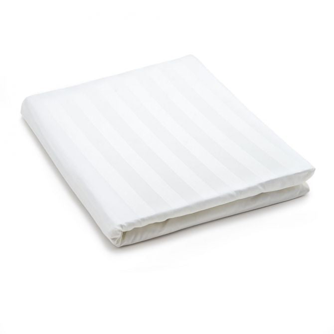 Hotel Selection 500 Thread Count White Satin Stripe Flat Sheet King