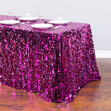 Load image into Gallery viewer, 88 X 130 in. Rectangular Payette Sequin Tablecloth Fuchsia
