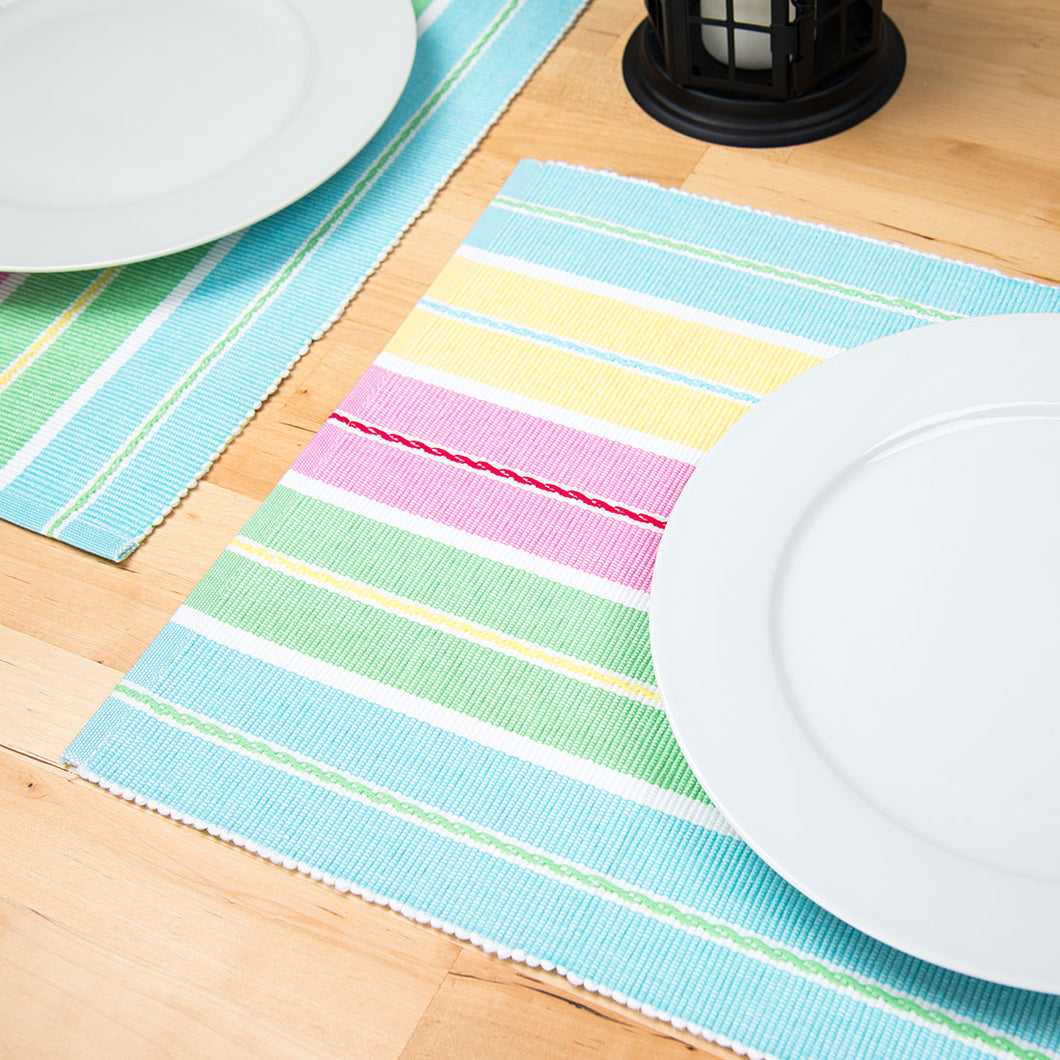 13 X 18 in. Cotton Ribbed Placemats 4/Pack (3 Patterns)