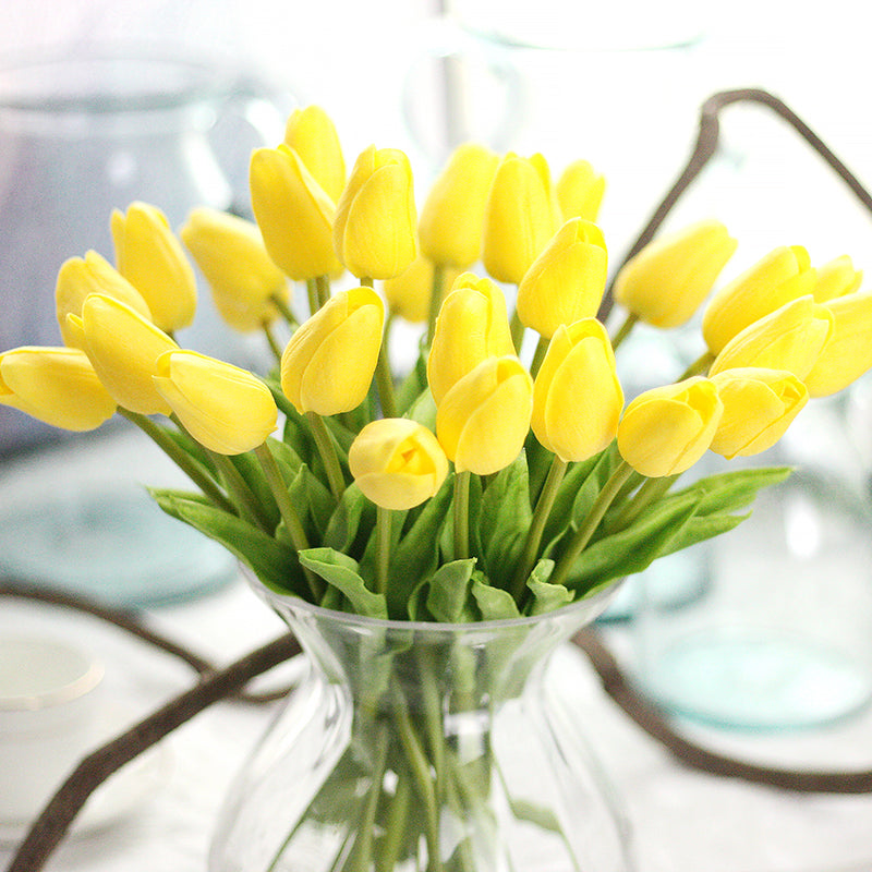 10 Yellow foam Tulips