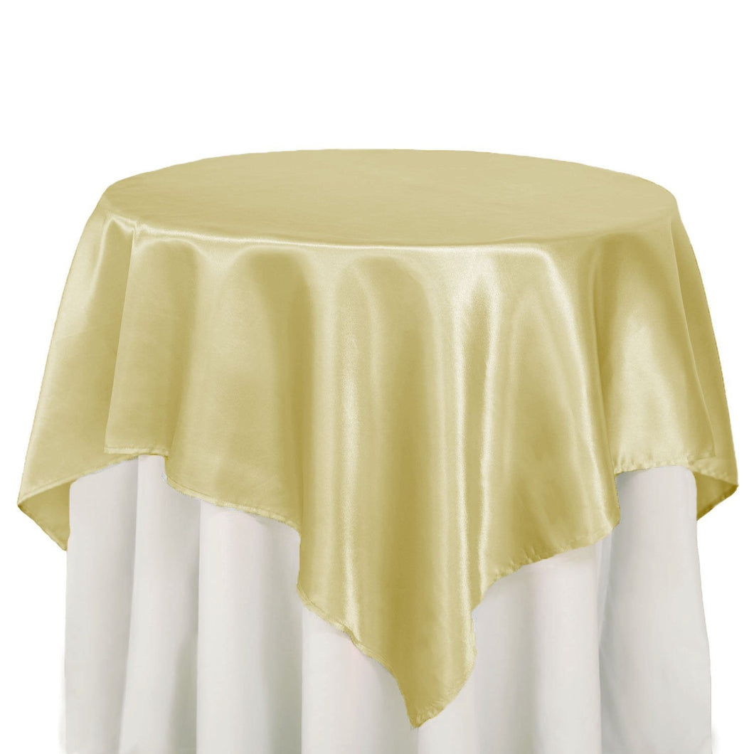 Bargain 60 In. Square Satin Overlay Gold