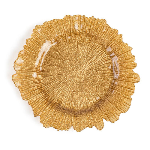 Gold Coral Glass Charger Plate 4/Pack