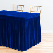 Load image into Gallery viewer, 6 ft. Fitted Velvet Table Skirt Royal Blue
