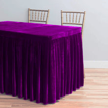 Load image into Gallery viewer, 6 ft. Fitted Velvet Table Skirt Purple
