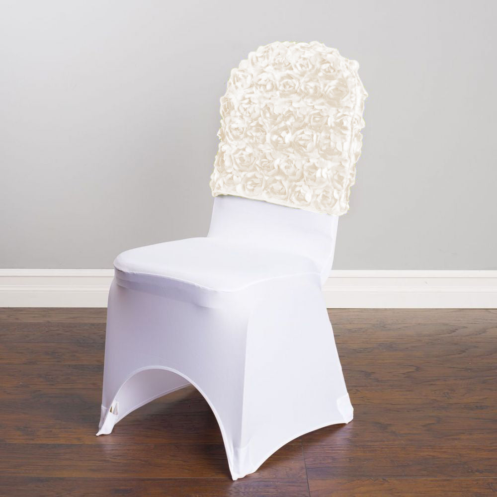 Satin Banquet Rosette Chair Cap Ivory