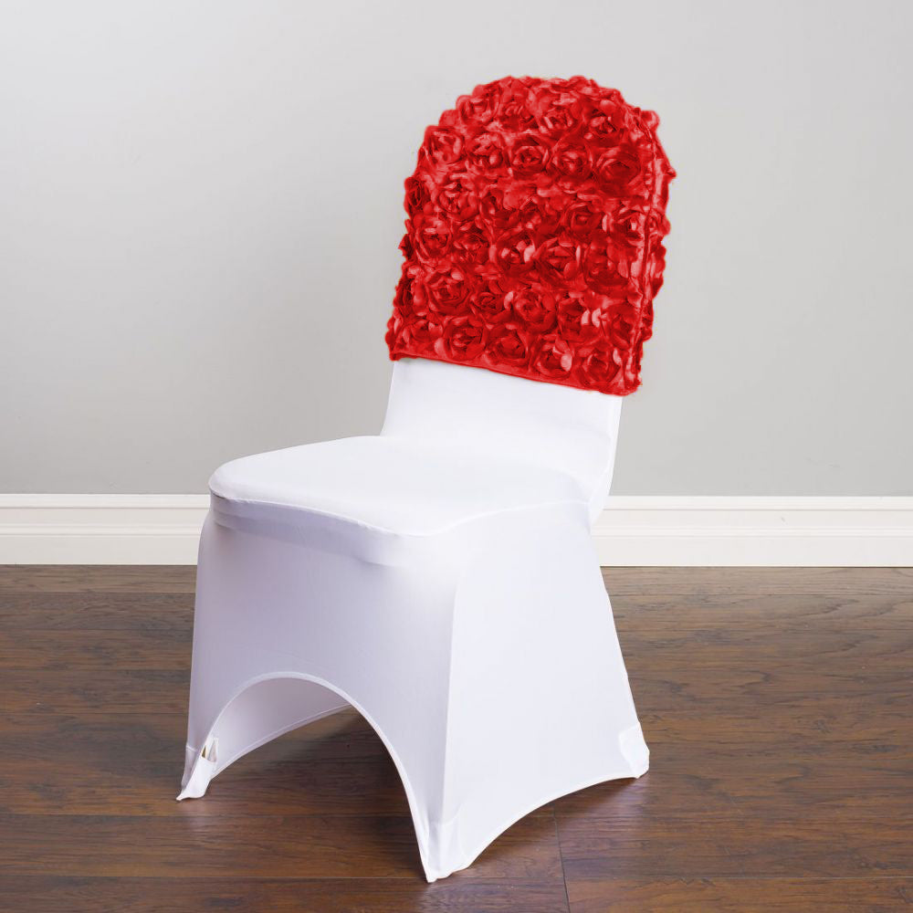 Satin Banquet Rosette Chair Cap Red