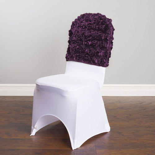 Satin Banquet Rosette Chair Cap Eggplant