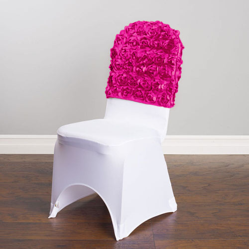 Satin Banquet Rosette Chair Cap Fuchsia