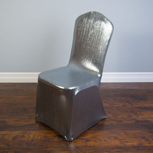 Shimmering Stretch Banquet Chair Cover Silver