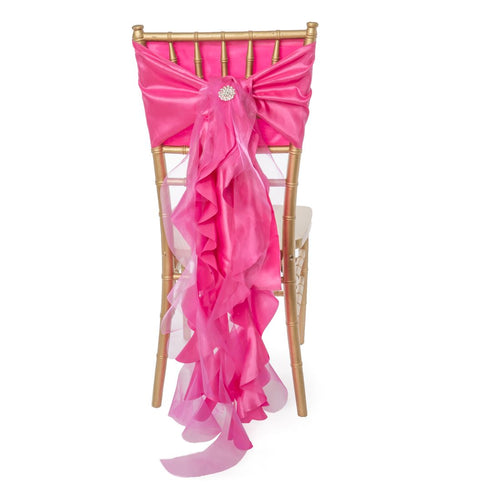 Curly Willow Taffeta Chair Sash Fuchsia